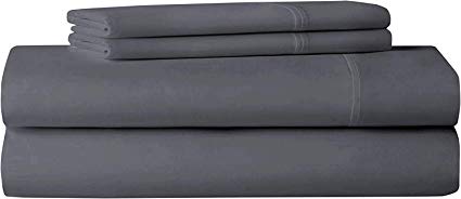 Saatvik Home Care Comfort 400 Thread Count 100% Long Staple Cotton Sheet Set,4 Piece Set, Queen Sheets,Hotel Collection Soft Luxury Bed Sheets Breathable,Fits Upto 18" Deep Pocket,Grey
