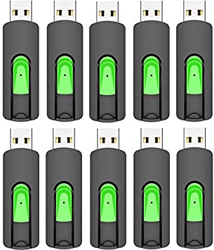 Aiibe 10 Pack 32GB USB Flash Drive Flash Drives USB 2.0 Thumb Drive Memory Stick Zip Drives Bulk (32GB, 10 Pack, Green)