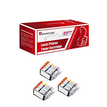 Awesometoner 12 Pack. Compatible Cartridges for Canon BCI-3e and BCI-6. Includes Cartridges for 3ea BCI-3e Blac/ 3ea BCI-6 Cyan/3ea BCI-6 Magenta/3ea BCI-6 Yellow.