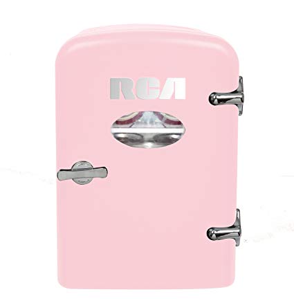 RCA Mini Compact Beverage Refrigerator, Pink, Great for keeping office lunch cool!