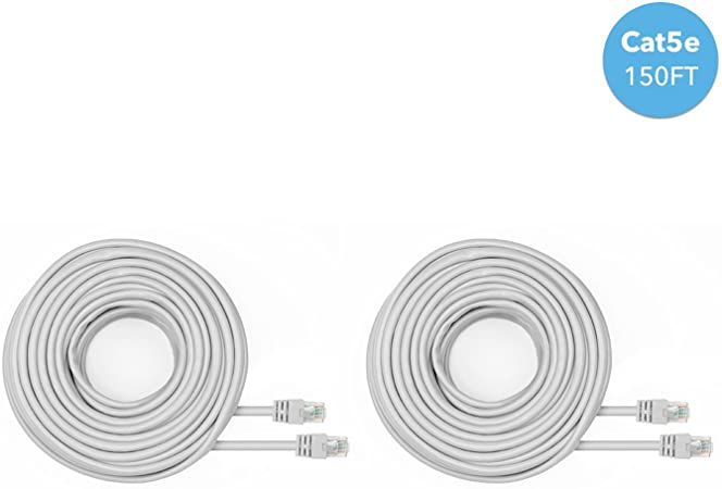 Amcrest Cat5e Cable 150ft Ethernet Cable Internet High Speed Network Cable for POE Security Cameras, Smart TV, PS4, Xbox One, Router, Laptop, Computer, Home, 2-Pack (2PACK-CAT5ECABLE150)