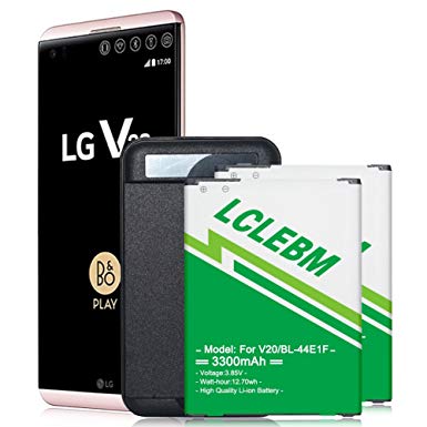 LCLEBM LG V20 Battery, 2x3300mAh V20 Battery Replacement with Spare Battery Charger for LG V20 BL-44E1F, US996,H910, H918, VS995, LS997 Li-ion Backup Replacement Battery