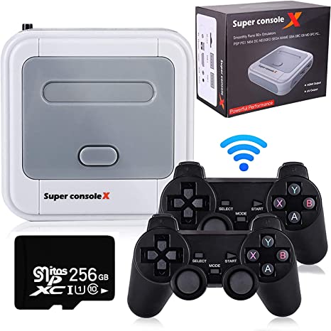 Kinhank Super Console X Video Game Console Built in 50,000  Games,2 Gamepads,Game Consoles for 4K TV Support HD Output,Support 5 Players,LAN/WiFi,Gifts for Men Who Have Everything(SX-256GB)