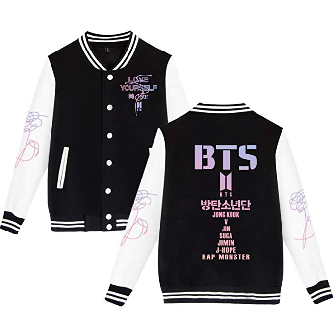 Dolpind Kpop BTS Love Yourself Baseball Jacket Jungkook Jhope V Suga Jin Jimin Rap Monster Unisex Sweatshirt Sweater Coat