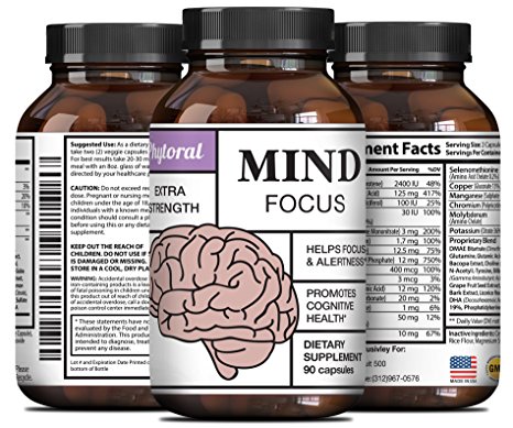 Enhance Brain Memory   Boost Focus   Improve Clarity Mind Booster Supplement For Men And Women - Contains Vitamins   Pure Herbal Ingredients - Natural Cognitive Brain Nutrition By Phytoral
