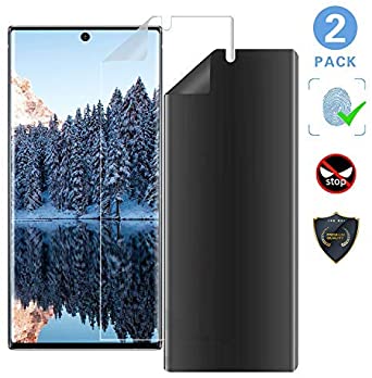 2 Pack Galaxy Note 10 Plus Privacy Screen Protector - Flexible TPU Protective Film HD Clear [Anti-Scratch] [Full Coverage] [Bubble Free] for Samsung Galaxy Note 10 Plus/Note 10  (HD/Privacy)