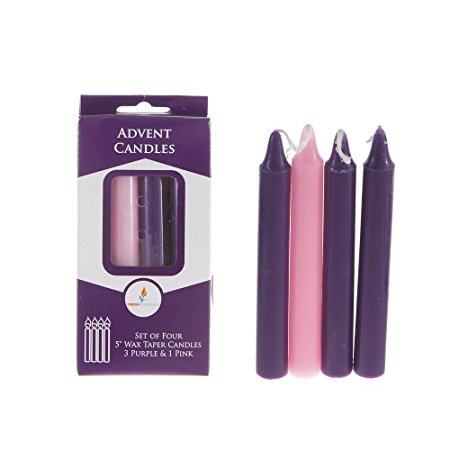 Mega Candles - Unscented 5" Advent Taper Candle, Set of 4
