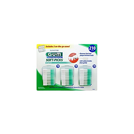 Sunstar GUM Soft-picks with Convenient Travel Cases, 3 Packs, 210 Picks