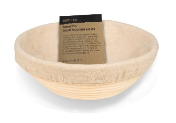 Brellavi 10.5-inch Banneton Proofing Basket [FREE Cloth Liner]   Instructions and Recipe - Perfect Size for Artisan Bread Dough Proofing and Rising - Eco-friendly Round Brotform Bowl