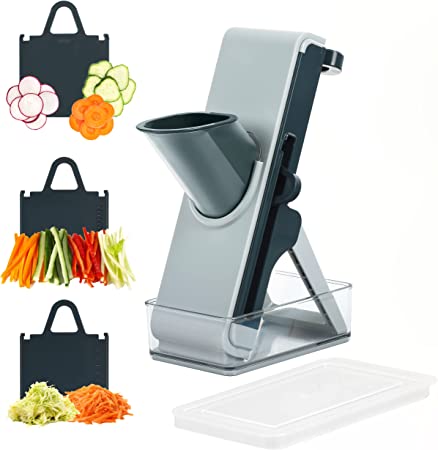 Homarden Mandoline Slicer - All-in-1 Vegetable Slicer, Mincer, Chopper, Dicer - Fruit Cutter, Non-Slip, Multi Blade with Container perfect for Meal Prep & More