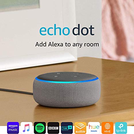 Certified Refurbished Echo Dot (3rd Gen) - Smart speaker with Alexa - Heather Grey Fabric