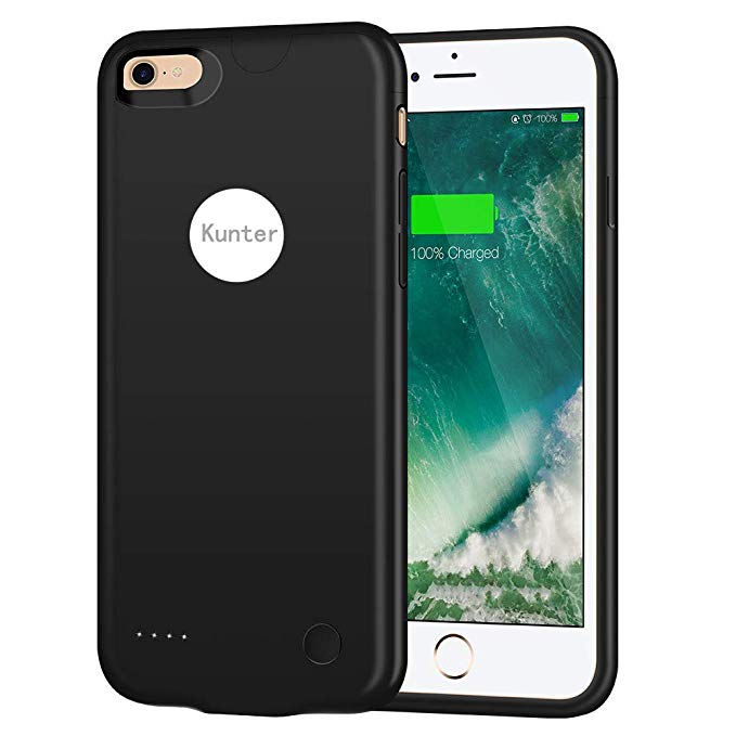 Kunter iPhone 8 Battery Case/iPhone 7 Battery Case, (2800mAh) Ultra Slim Portable Rechargeable Charger Case Extended Battery Charging Case for iPhone 8/iPhone 7 (4.7 inch)-Black