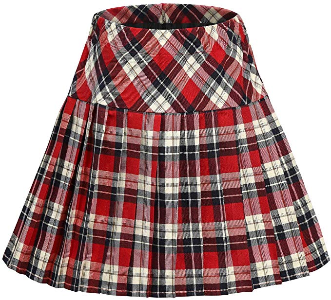 Urban CoCo Women's Elastic Waist Tartan Pleated School Skirt