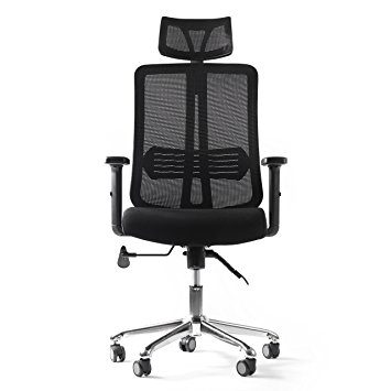 EverKing High Back Mesh Ergonomic Executive Office Chair with Adjustable Headrest and Armrests,Cotton Padded Seat, 360 Degree Swivel Task Chair for Gaming Home Office Conference Room, Black