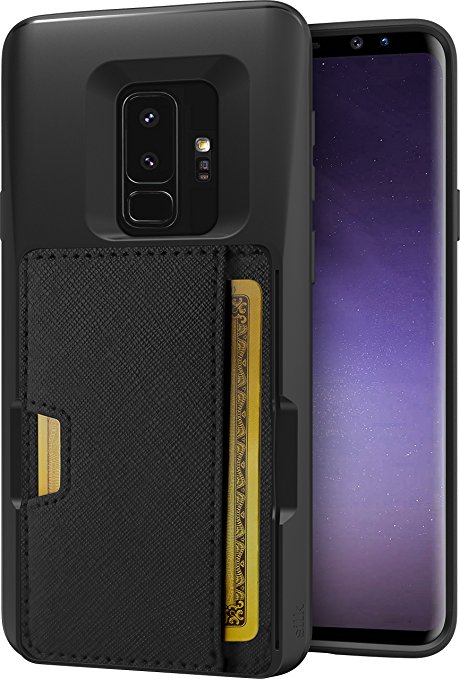 Silk Galaxy S9 Plus Wallet Case - Q CARD CASE [Slim Protective Kickstand CM4 Grip Cover] - "Wallet Slayer Vol.2" - Black Onyx