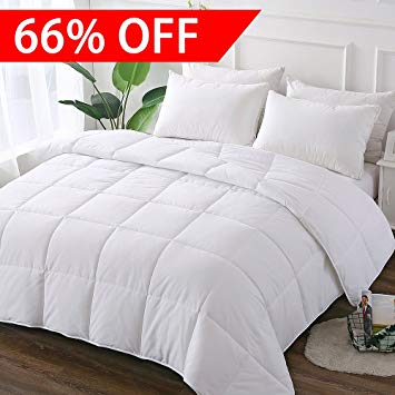 Decroom White Comforter Twin Size,Down Alternative Quilted Duvet Insert,3M Moisture-Wicking Treament,Light Weight Soft and Hypoallergenic for All Season