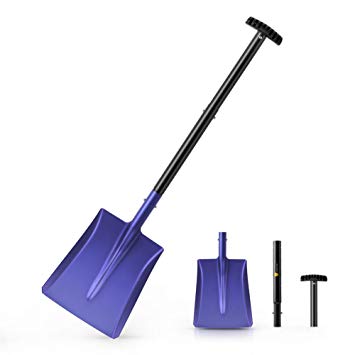 ORIENTOOLS Snow Shovel with Aluminum Blade, 38-Inch Lightweight and Dismountable Sport/Garden Utility Shovel, Suitable for Car or Truck Storage (9.5" Blade)