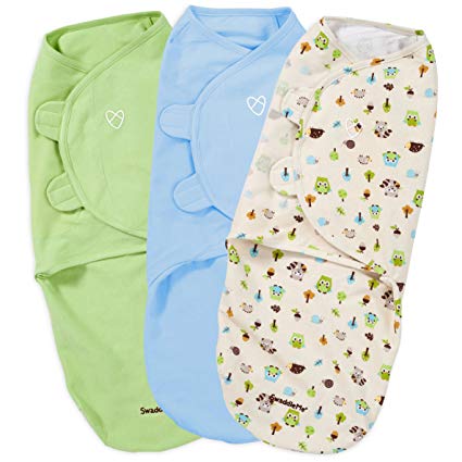 Summer Infant 3 Piece SwaddleMe Adjustable Infant Wrap, Forest Friends, Large