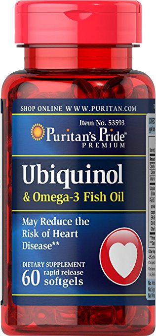 Puritan's Pride Ubiquinol 100mg & Omega 3 Fish Oil 400mg-60 Rapid Release Softgels