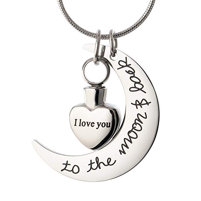 WELLKAGE Cremation Necklace for Ashes Memorial Keepsake Stainless Steel Pendant Necklace with 2 Free Chain