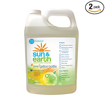 Sun & Earth 2x Concentrated Natural Laundry Detergent, Light Citrus, 128 Fluid Ounce (Pack of 2)