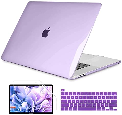 Dongke MacBook Pro 16 inch Case A2141 (2020 2019 Release), Hard Shell Case with Keyboard Cover & Screen Protector for MacBook Pro 16" with Touch Bar and Touch ID, Crystal Purple