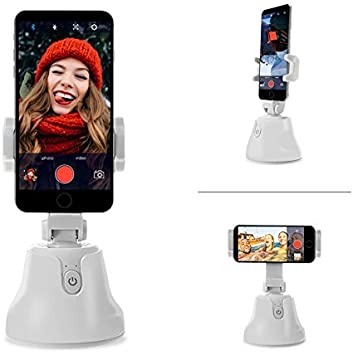 360° Rotation AI Smart Gimbal Personal Robot Cameraman, Gimbal Stabilizer for Smartphones AI Smart Auto Face Object Vlog Shooting Smartphone Mount Holder(White)