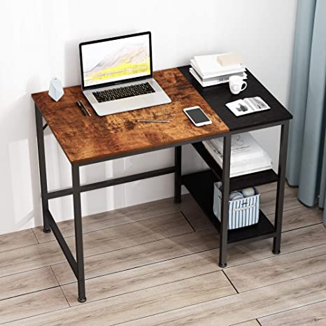 JOISCOPE Computer Desk, Desk with Shelves, Laptop Table, Study Table, Writing Desk, Industrial Desk,40 Inches (Vintage Oak Finish)