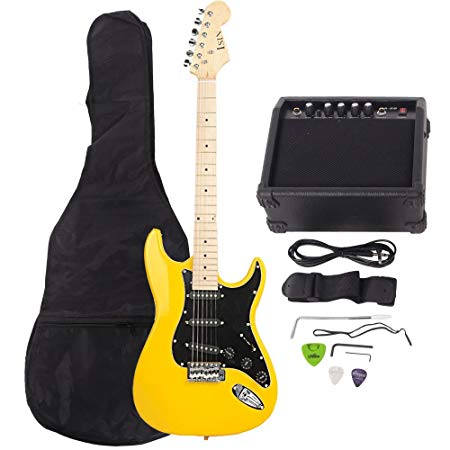 ISIN Full Size Electric Guitar for Beginner with Amp and Accessories Pack Guitar Bag (Yellow)…