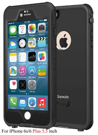 Sunwukin Best Waterproof Case for iPhone 6s/6 Plus 5.5 Inch, [New Arrival] Underwater Shockproof Snowproof Dirtpoof Protection Cover for 5.5 inches [Black]