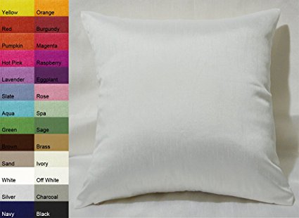 Creative Faux Silk Solid Euro Sham / Pillow Cover 26 by 26 - Pure White