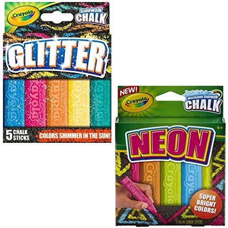 Crayola Outdoor Chalk Glitter & Neon 5 Count (2-Pack)