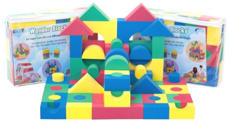 Non-Toxic 80 Piece (2 Set) Non-Recycled Quality foam Wonder Blocks for Children w/ Carry Totes: Soft, Quality, Waterproof, Bright Safe & Quiet