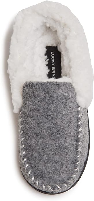 Lucky Brand Boy's Faux Wool A-line House Shoes for Kids, Memory Foam Slippers