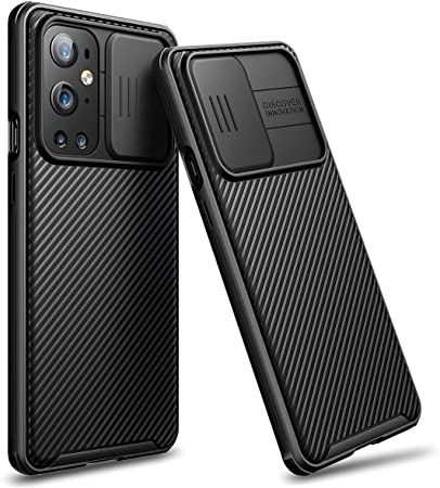 CE-LINK Compatible with Oneplus 9 pro Case with Camera Protection Slide Camera Lens Cover Hard PC Ultra Thin Bumper Protective Anti-scratch Non-slip Shockproof Impact-Resistant Shell - Black
