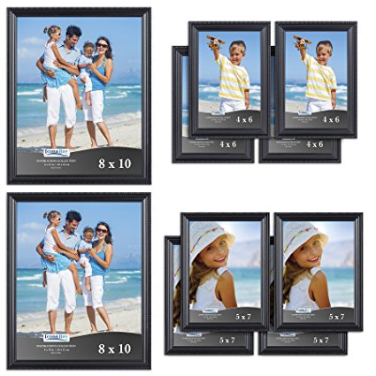 Icona Bay Picture Frame Set, 10 Piece Black, Two - 8x10, Four - 5x7, Four - 4x6, Table Top Frames