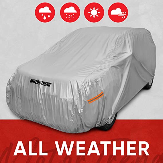 Motor Trend Safeguard Car Cover for Vans/SUV - Advanced Protection Formula All Weather Waterproof Outdoor Vehicle Cover, Fits Vans & SUVs up to 185" L (OV-640_N)