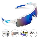 RIVBOS 801 POLARIZED Sports Sunglasses with 5 Interchangeable Lenses Fluorescent Color
