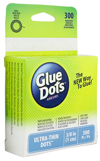 Glue Dots Ultra Thin Roll, Contains 300 (.375 Inch) Adhesive Dots (05029)