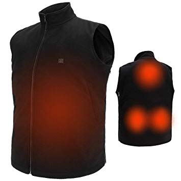 Cozihoma Electric Heated Vest Fleece Soft Texture Size Adjustable Washable USB Charging Heated Clothing with Free Laundry Bag (Black)