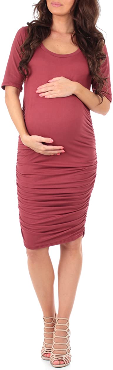 Women's Maternity Ruched Dress for Baby Shower or Casual Wear - Made in USA