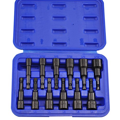 Neiko 10250A Magnetic Hex Nut Driver Master Kit, Cr-V Steel | 1/4" Quick-Change Hex Shank | SAE & Metric | 12-Piece Set