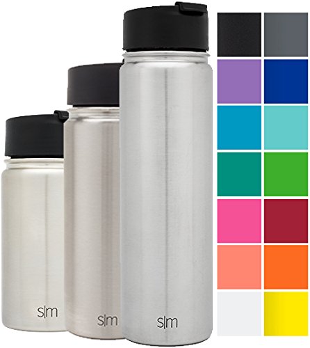 Simple Modern Vacuum Insulated Stainless Steel Water Bottle - Summit Wide Mouth Coffee Tea Thermos - Double Walled Flask - Powder Coated Hydro Canteen