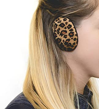 Sprigs Earbags Bandless Ear Warmers/Fleece Earmuffs with Thinsulate - Leopard, Medium