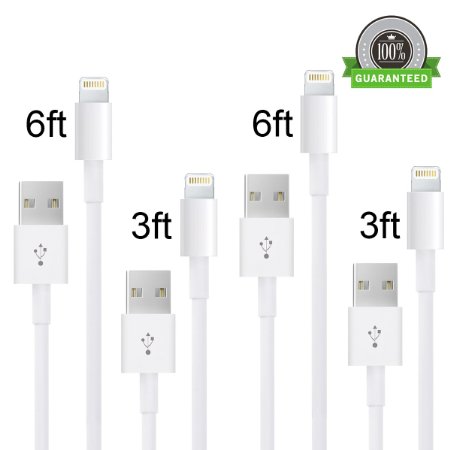 Amoner 2pack 3ft 2pack 6ft 8 Pin iphone 6Siphone 6 Plus Lightning CableSync and USB Charging Cord for iPhone 6 6 PlusiPhone 5s 5 5c iPod Nano 7th iPad MiniWhite