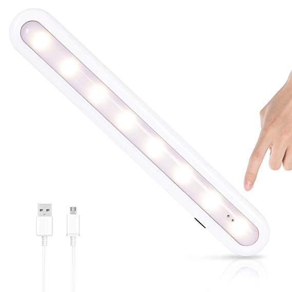 STAR-SPANGLED Closet Light, USB Rechargeable Under Cabinet Light, Angle Adjustable Wireless LED Touch Light, Rotatable Stick-on Anywhere Dimmable Night Light for Wardrobe, Kitchen, Bedroom, Warm White