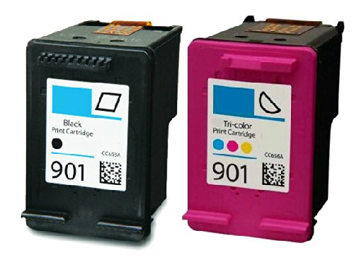 HouseOfToners Remanufactured Ink Cartridge Replacement for HP 901 (1 Black & 1 Color, 2-Pack)