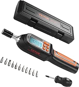 VEVOR Digital Torque Screwdriver 2.65-70.67 in-lbs, Adjustable Screwdriver Torque Wrench Set with Buzzer/LED Indicator Notification, 0.01 N.m Increment Torque Screwdriver with Bits & Case