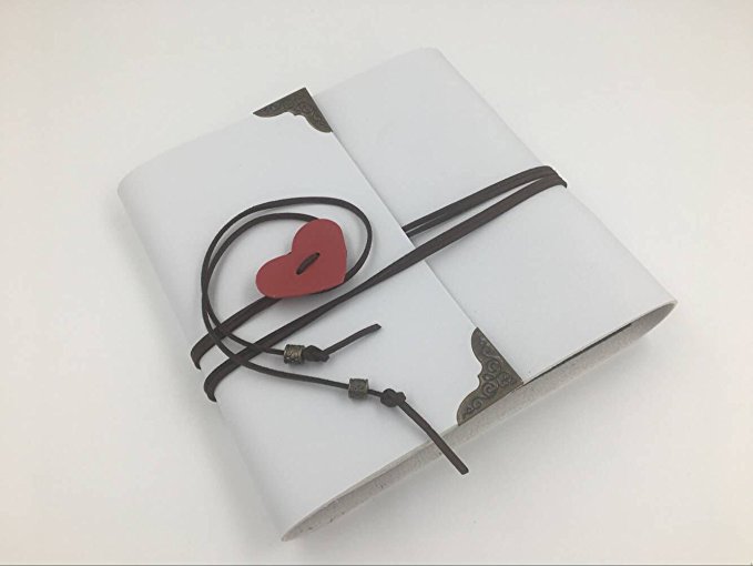 Love Heart Leather Cover Scrapbook Album,DIY Photo Album,Wedding Guestbook,Graduation Book,Diary,Journal,Notebook