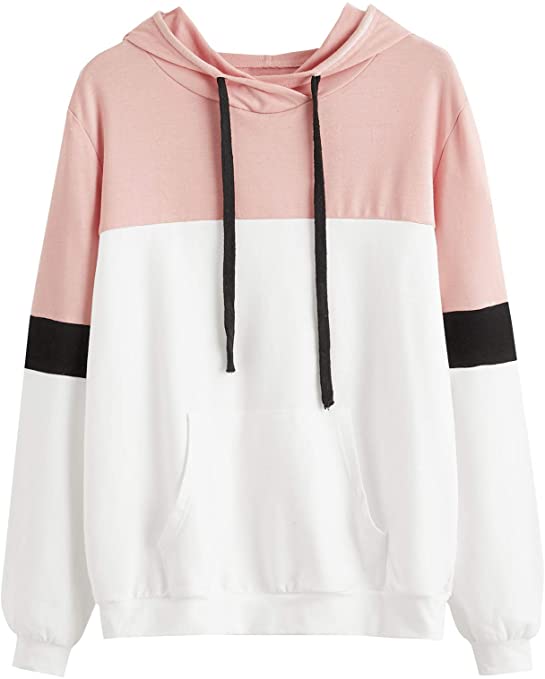 DIDK Colorblock Long Sleeve Drawstring Pullover Hoodie Sweatshirt